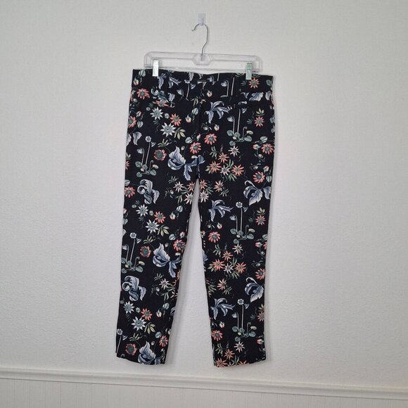 Ann Taylor Floral Ankle Pants Devin Fit Sz 10 High Rise Boho Whimsigoth Cotton - Picture 1 of 16
